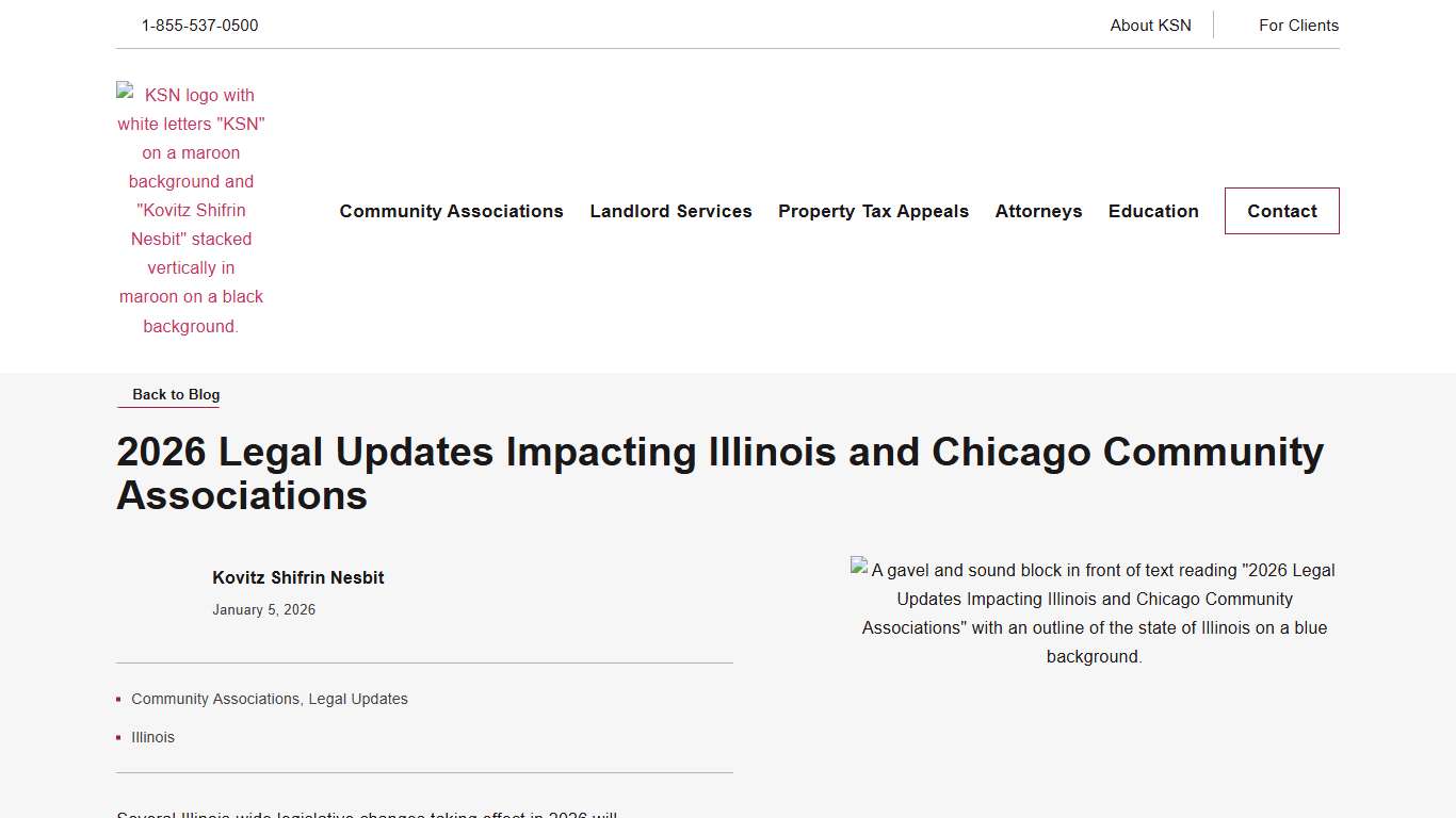 2026 Legal Updates Impacting Illinois and Chicago Community Associations | KSN Law Firm