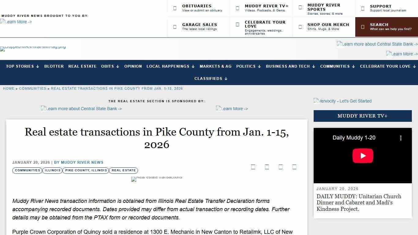 Real estate transactions in Pike County from Jan. 1-15, 2026 – Muddy River News